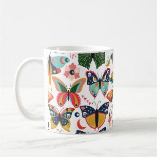 Taza De Café Mariposas Boho: Patrón de papel tapiz sin costura.