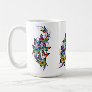 Taza De Café Mariposas Coloridas al estilo del arte del tatuaje