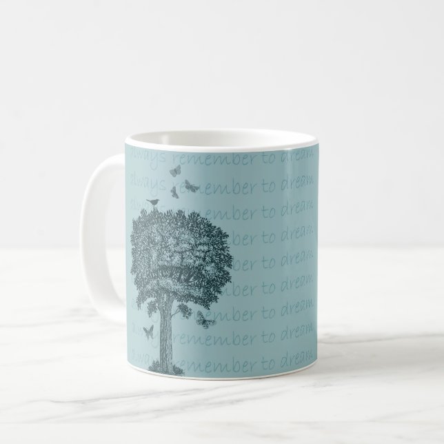 Taza De Café Mariposas de Aves Azules Soñan Árbol (Anverso izquierdo)