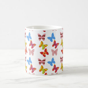 Taza De Café Mariposas de colores decorativos
