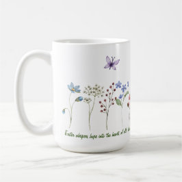 Taza De Café Mariposas de flores silvestres de la simple acuare