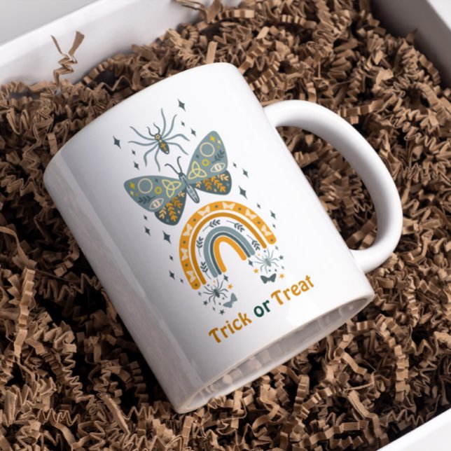 Taza De Café Mariposas de Halloween, arcoíris y arañas (Subido por el creador)