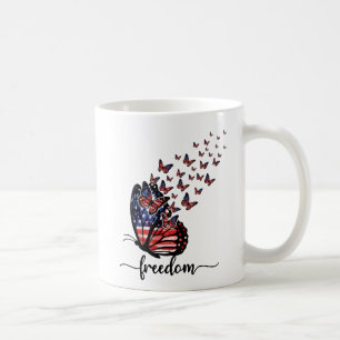 Taza De Café Mariposas de Libertad   Rojo patriótico, blanco, a