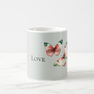 Taza De Café Mariposas de mantequilla de fresa roja con menta