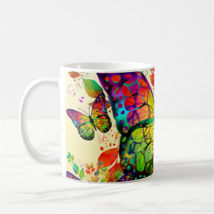 TAZA DE CAFÉ MARIPOSAS DE PRIMAVERA COLORIDA NATURALEZA