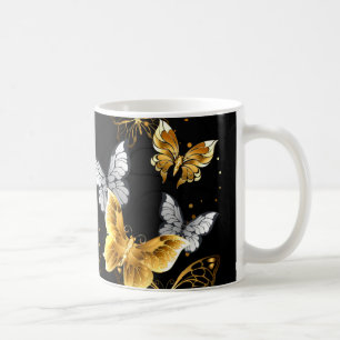 Taza De Café Mariposas doradas y blancas