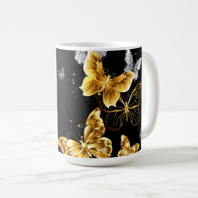 Taza De Café Mariposas doradas y blancas (Anverso derecho)