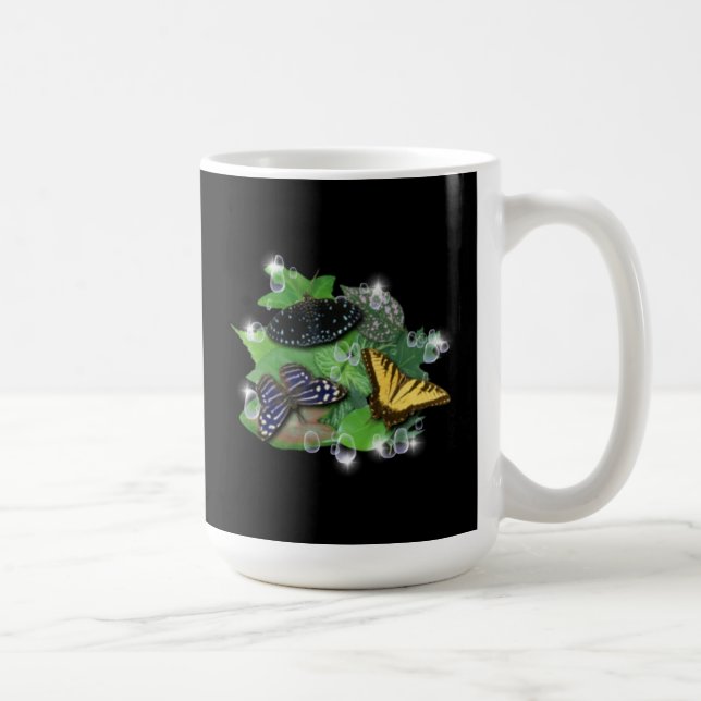 Taza De Café Mariposas en hojas (Derecha)