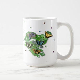 Taza De Café Mariposas en hojas