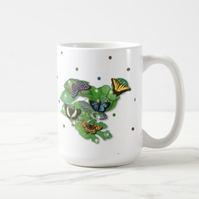 Taza De Café Mariposas en hojas (Derecha)