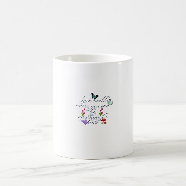 Taza De Café Mariposas Estéticas Flores Sé Amable Cita  (Centro)