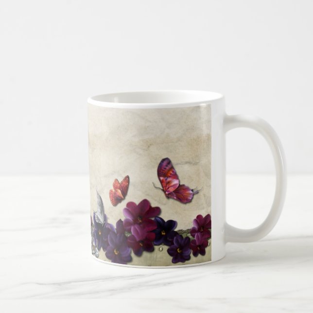 Taza De Café Mariposas florales (Derecha)