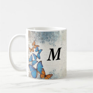 Taza De Café Mariposas florales azules