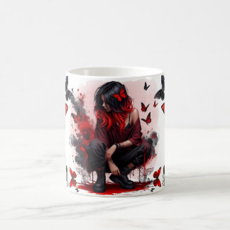 Taza De Café Mariposas góticas y fantasía de dama