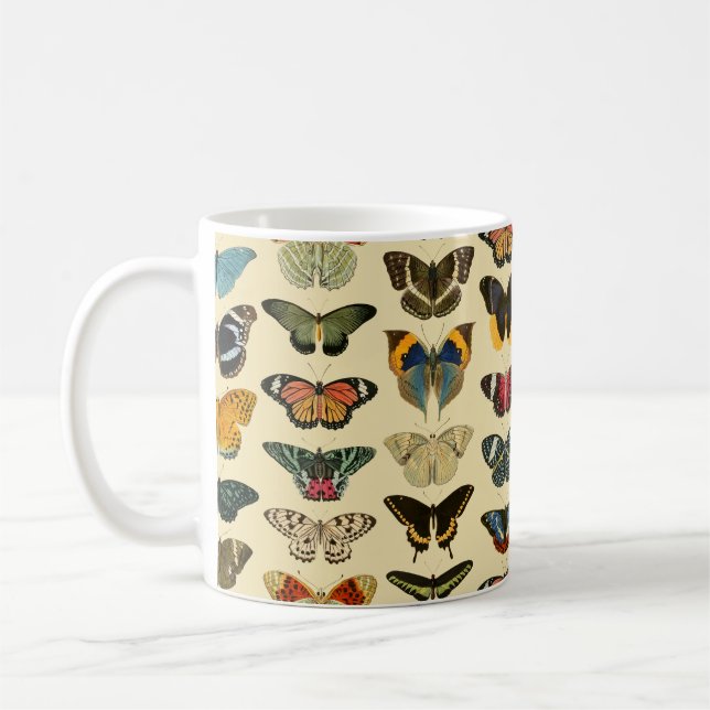 Taza De Café Mariposas ilustradas de época - Amarillo (Izquierda)