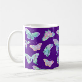 Taza De Café Mariposas irlandesas bonitos en morado