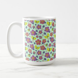 Taza De Café Mariposas, Mariquitas, Flores y Hojas