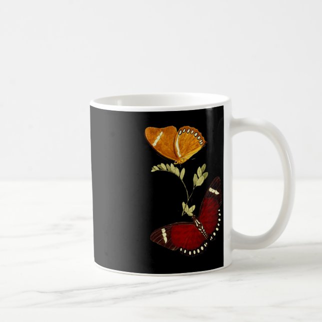 Taza De Café Mariposas Monarca Rojas Y Marrones - Gráfico Detal (Derecha)