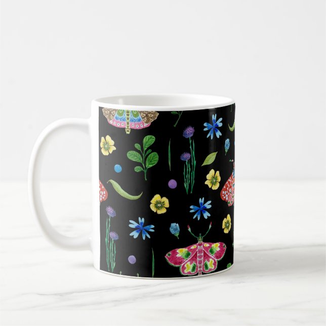 Taza De Café Mariposas Multicolor: Patrón brillante sin foco (Izquierda)