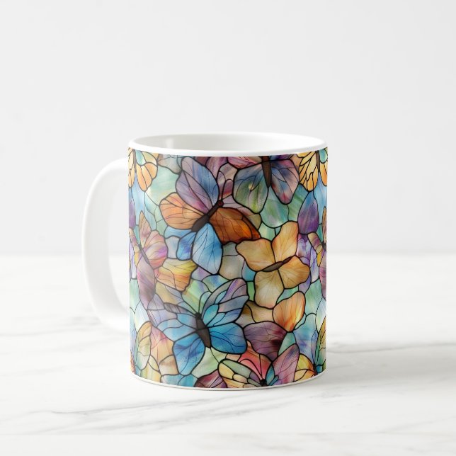 Taza De Café Mariposas Naranja Púrpura Azul (Anverso izquierdo)