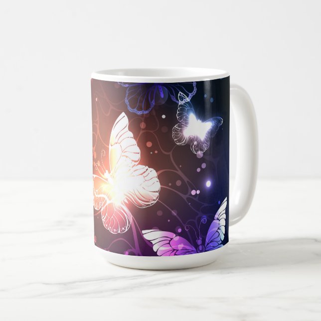 Taza De Café Mariposas nocturnas brillantes (Anverso derecho)
