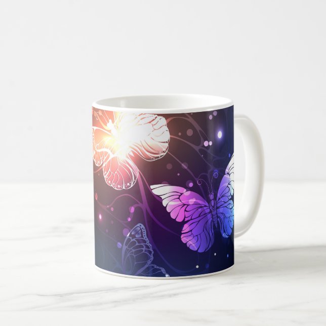 Taza De Café Mariposas nocturnas brillantes (Anverso derecho)