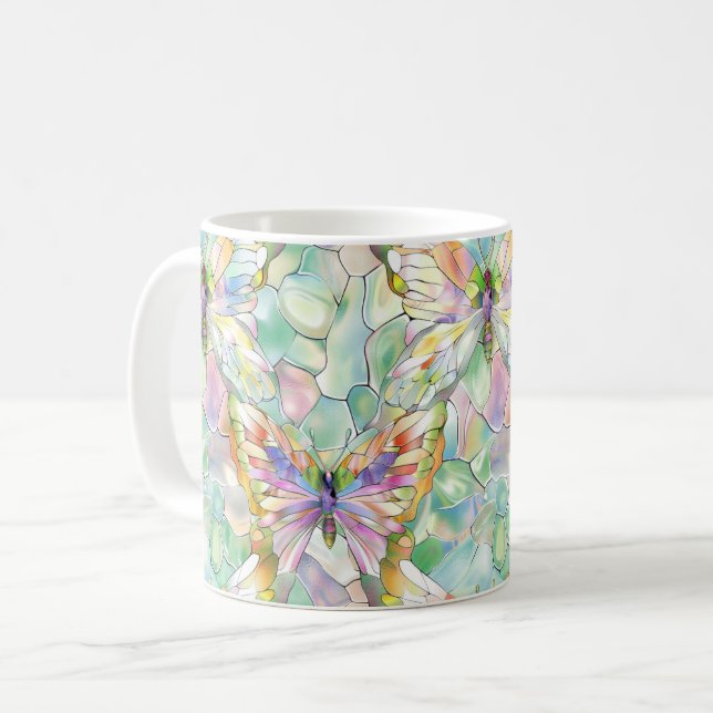 Taza De Café Mariposas púrpura de Mint Aqua (Anverso izquierdo)