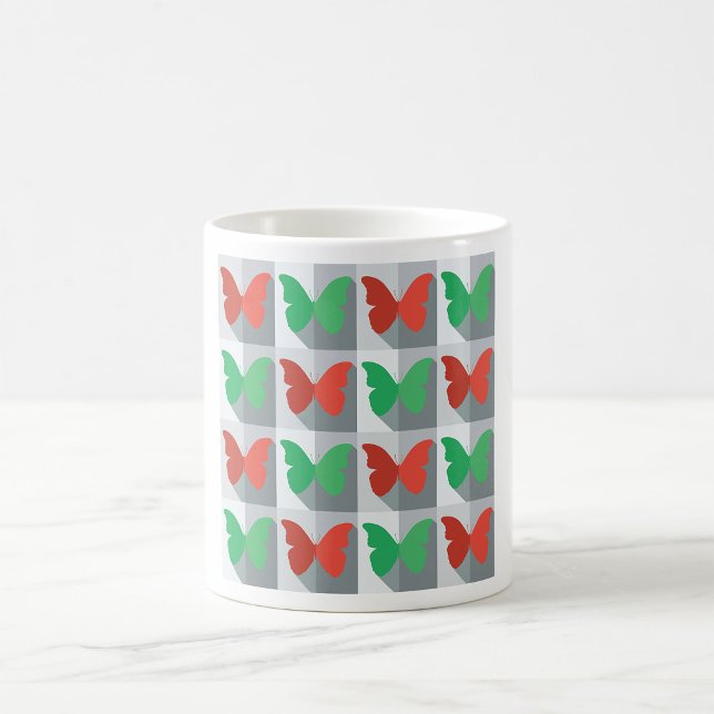 Taza De Café Mariposas Rojas Y Verdes (Subido por el creador)
