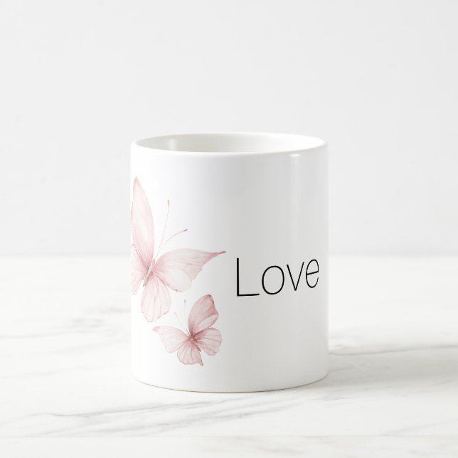 Taza De Café Mariposas Rosadas Aman (Centro)