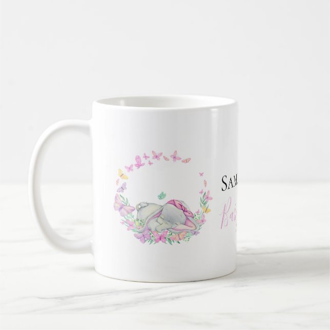 Taza De Café mariposas rosadas elefantes Café Mug (Izquierda)