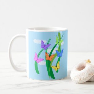 Taza De Café Mariposas y cielo de colores