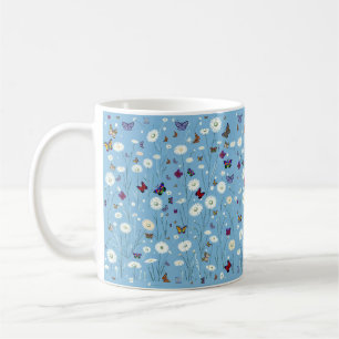 Taza De Café Mariposas y flores