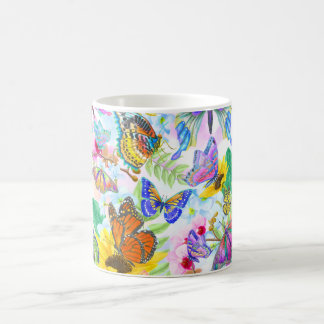 Taza De Café Mariposas y flores