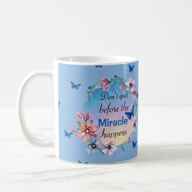 Taza De Café Mariposas y flores Cita de mentalidad positiva (Izquierda)