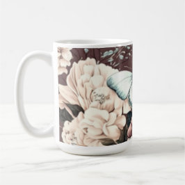 Taza De Café Mariposas y flores marrones