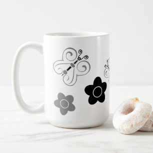 Taza De Café Mariposas y posiciones grises y negras