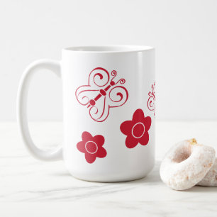 Taza De Café Mariposas y puestos rojos