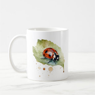 Taza De Café Mariquita Afortunada en Hoja