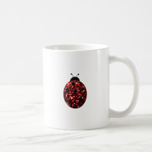 Taza De Café Mariquita roja oscura brillo falso destellos