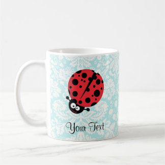 Taza De Café Mariquita verde azulada del modelo del damasco