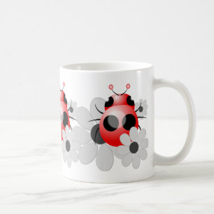 Taza De Café Mariquitas Lindas y Margaritas Blancas y Negras