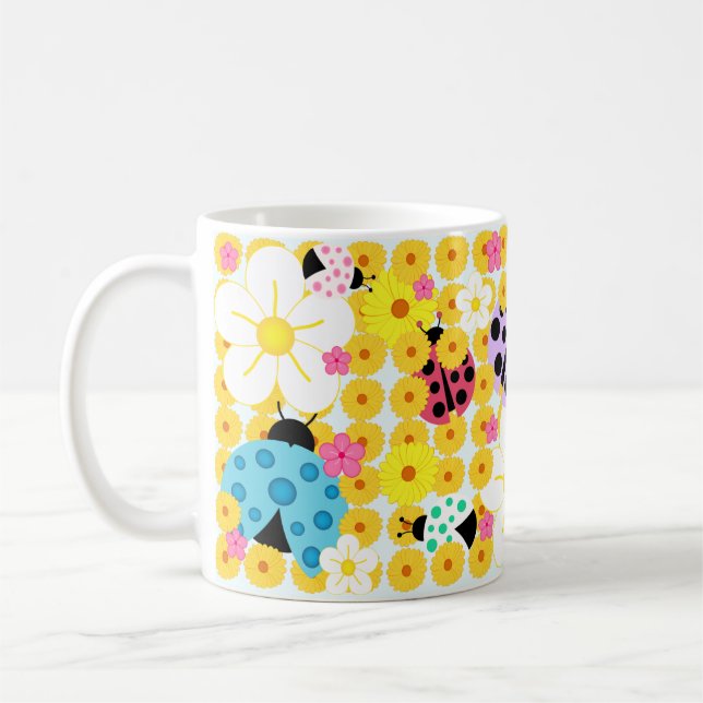 Taza De Café Mariquitas y Flores (Izquierda)