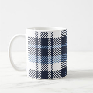 Taza De Café Mariscas escocesas de color azul y blanco