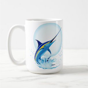 Taza De Café Marlín Azul Saltando fuera del Océano