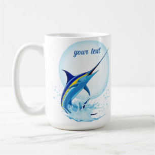 Taza De Café Marlín Azul Saltando fuera del Océano