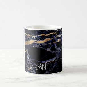 Taza De Café MÁRMOL AZUL DE MEDIANOCHE DE PixDezines + VENAS DE