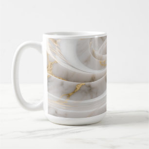Taza De Café Mármol Blanco con Patrón de Remolino Dorado