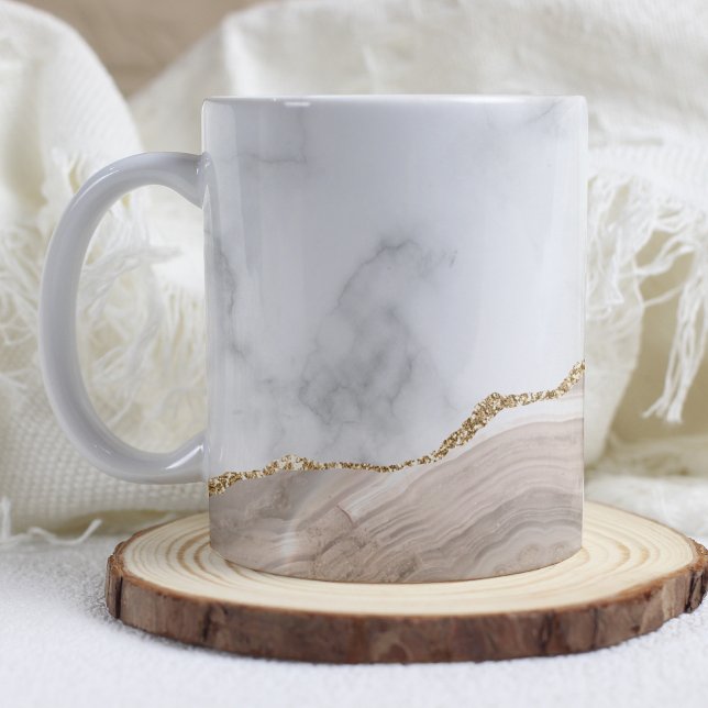 Taza De Café Mármol blanco marrón dorado marfil Beige taúpe aga (Subido por el creador)