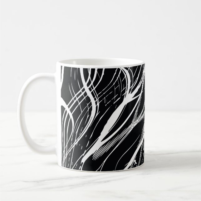 Taza De Café Mármol blanco negro: cosecha abstracta (Izquierda)