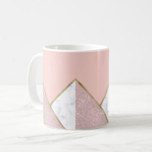 Taza De Café Mármol color de rosa geométrico elegante del